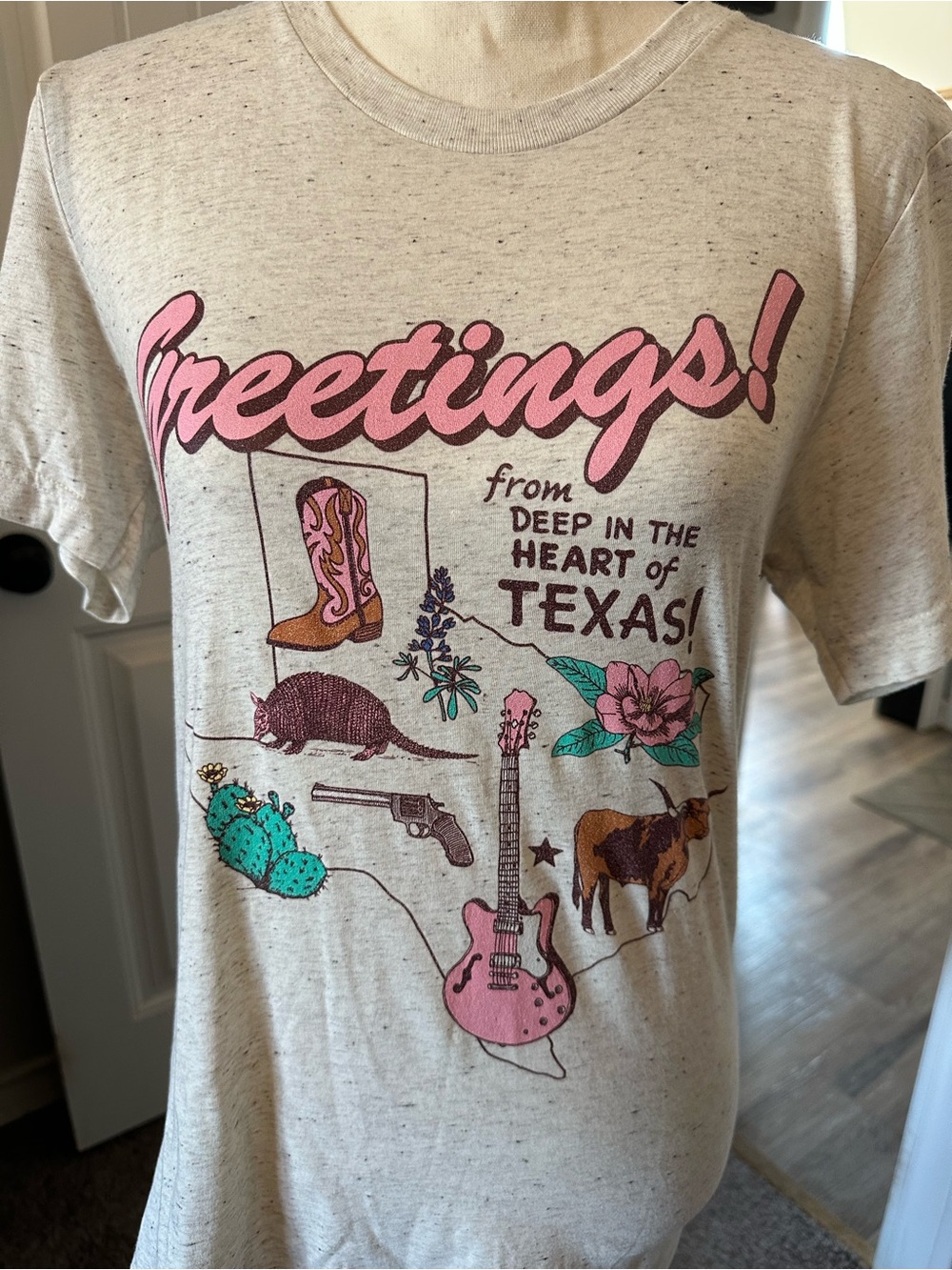 Greetings! From Deep in the Heart of Texas Pink Graphic Tee